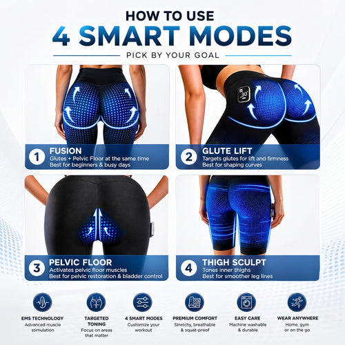 EMS Booty Lift & Sculpt Shorts — 4-Mode Microcurrent Glute Sculpting